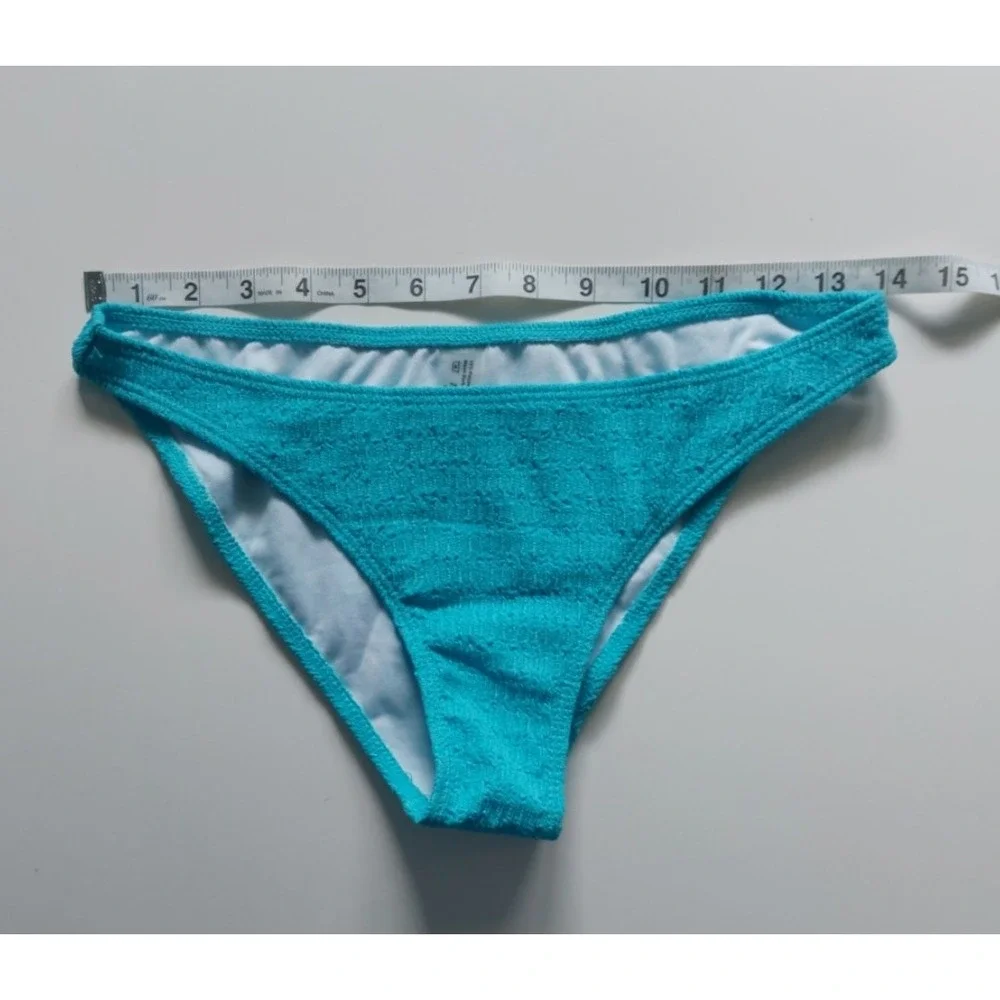 Women's 3‎ Piece Textured High Cut Halter Triangle Bikini Swimsuit Mint size S